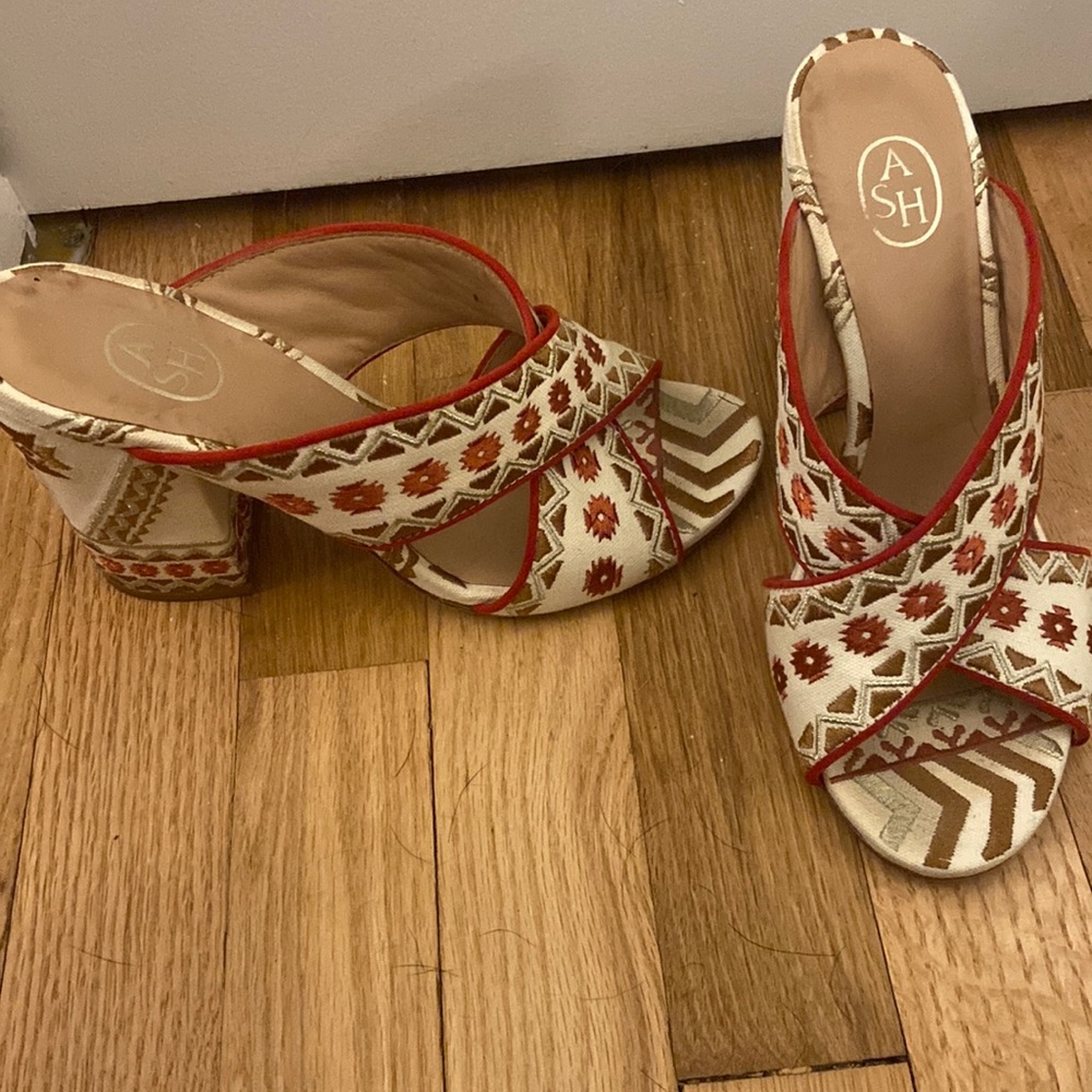 ASH Embroidered Heel Slides - Size 8